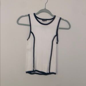 White Sleeveless Top with Black Edges